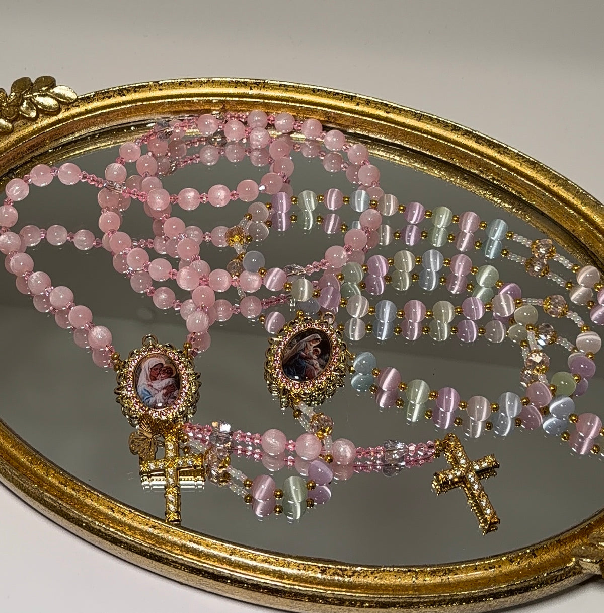 Divine Feminine Rosary | Baby Pink or Pastel Multi Colored Handmade Catholic Rosaries