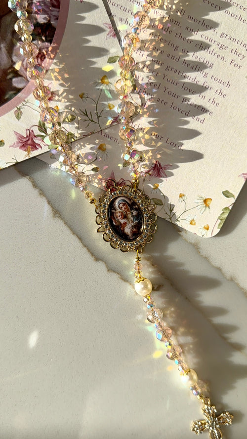 Iridescent Mother & Child Rosary for Mother's Day | Handmade Catholic Gift