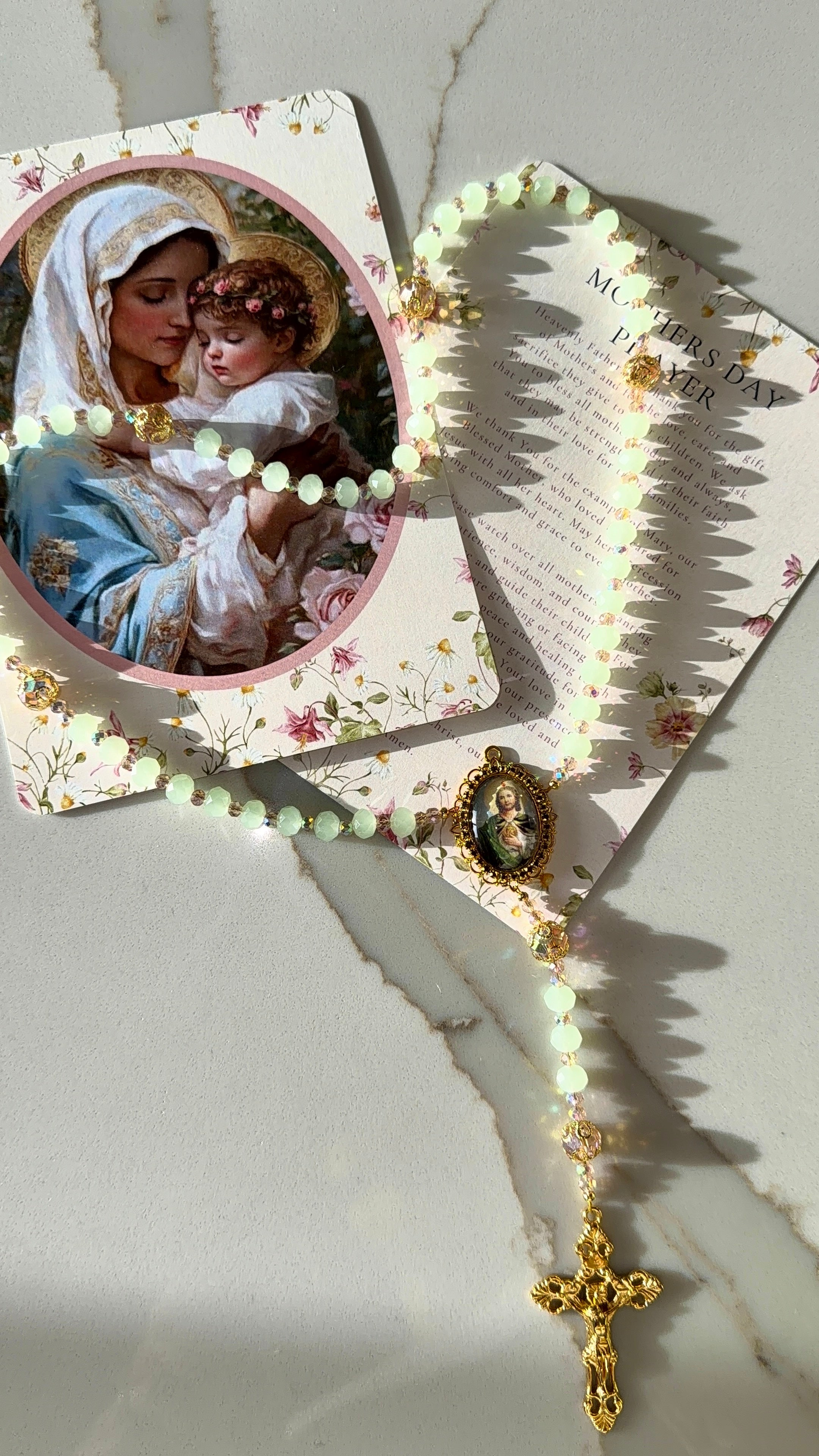 Saint Jude Rosary for Hope & Miracles | Sage Green Handmade Catholic Gift