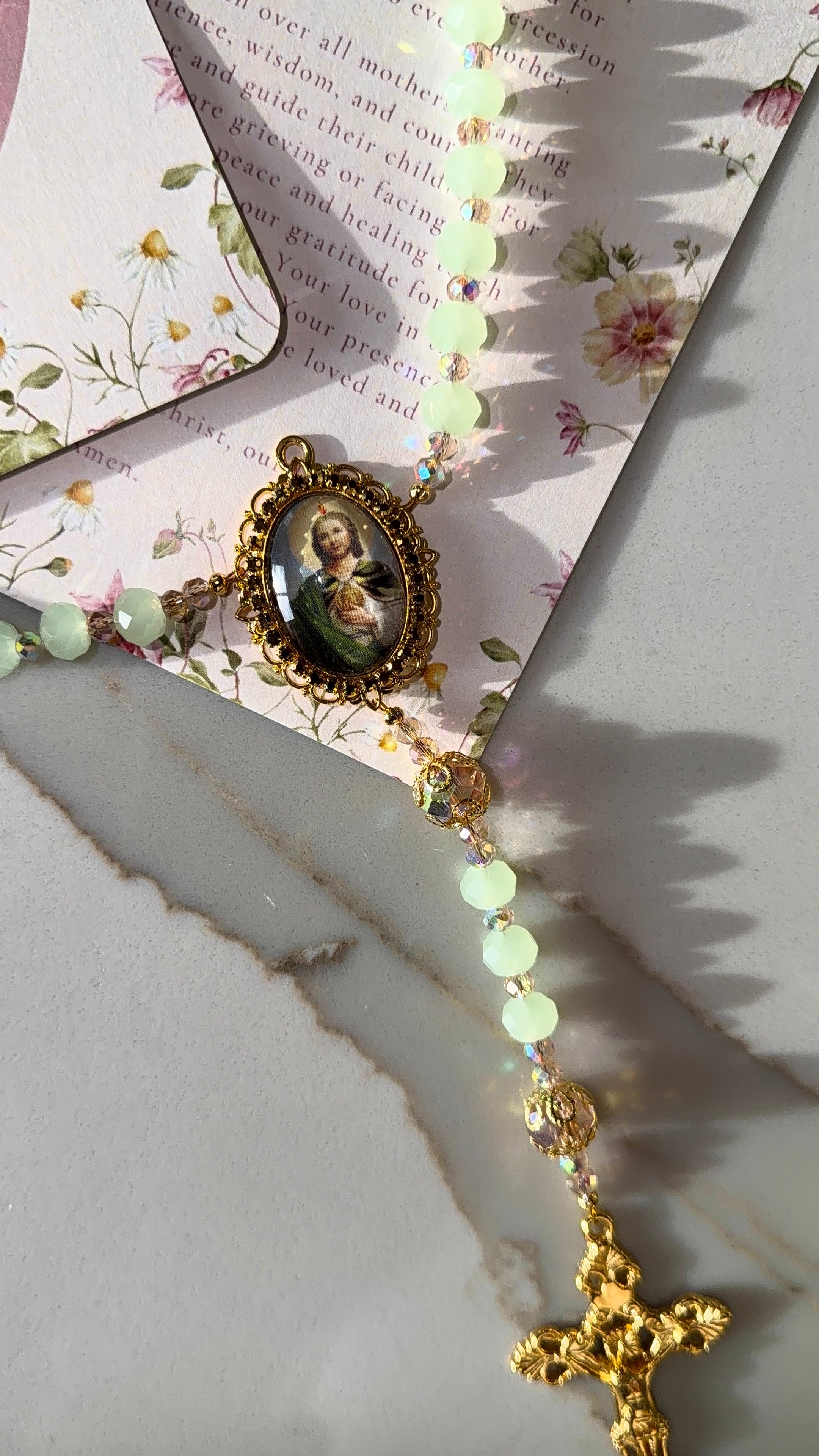 Saint Jude Rosary for Hope & Miracles | Sage Green Handmade Catholic Gift