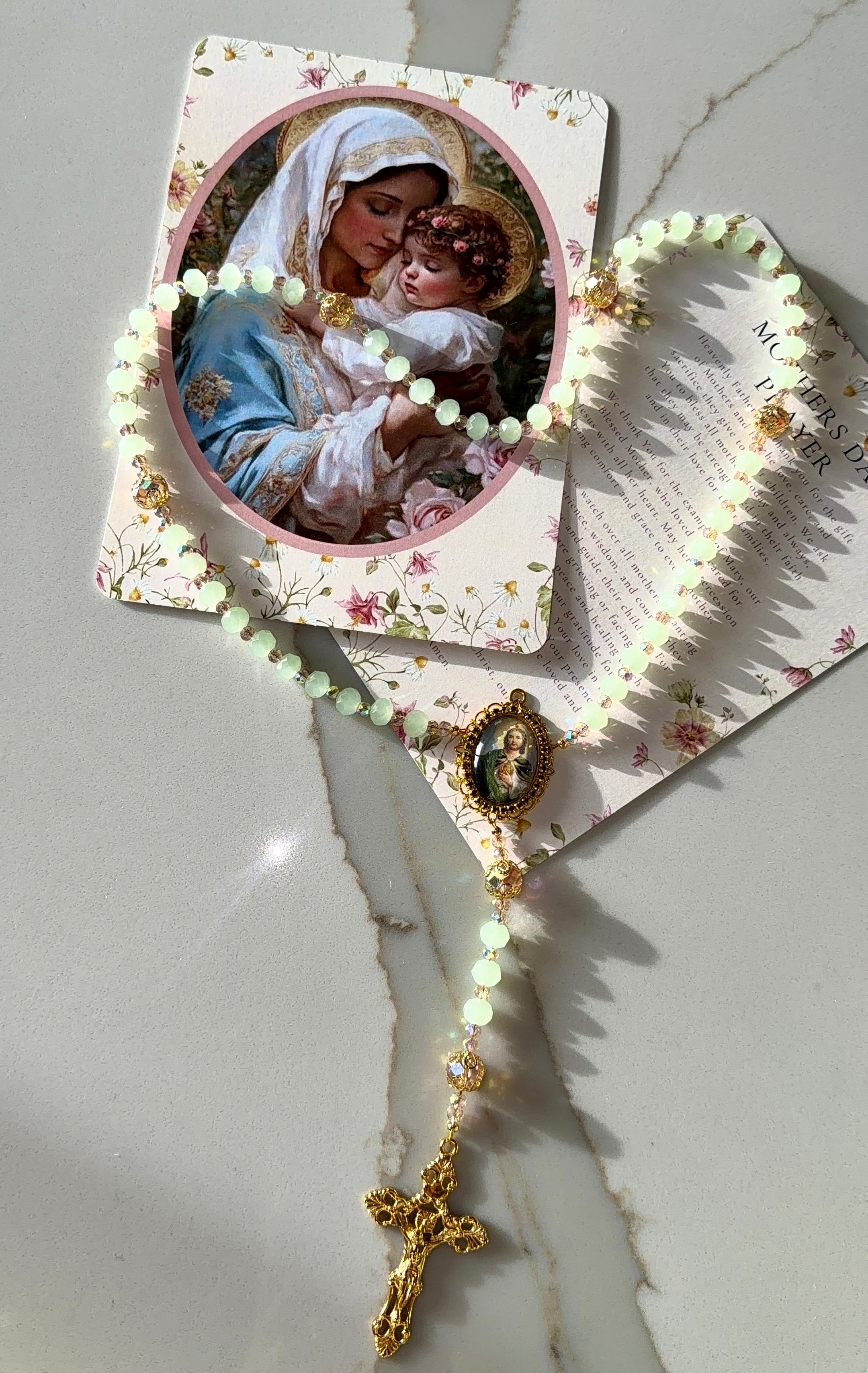 Saint Jude Rosary for Hope & Miracles | Sage Green Handmade Catholic Gift